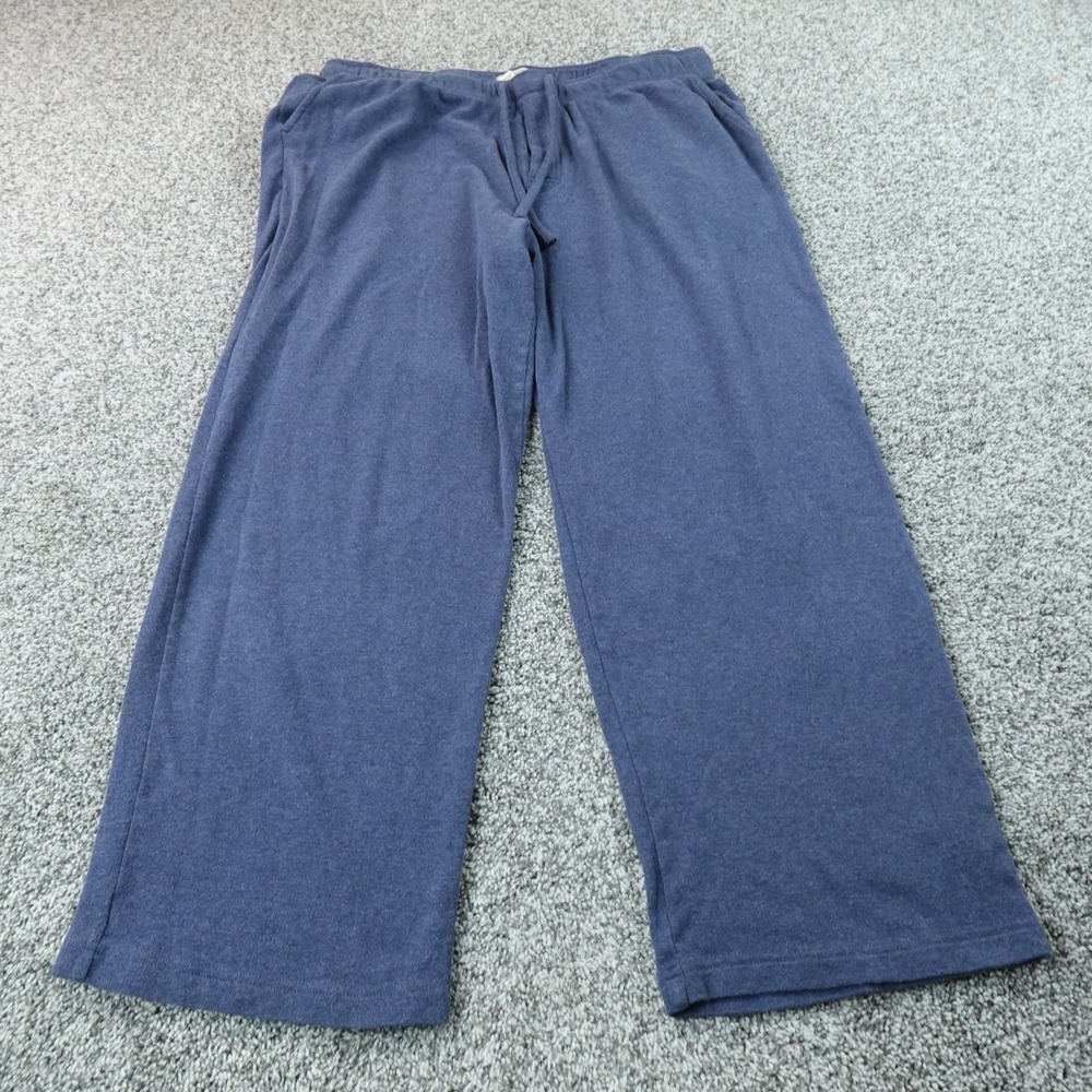 LL Bean Pants Mens XL Blue Cotton Knit Pajamas Drawstring Outdoor Cozy Stretch